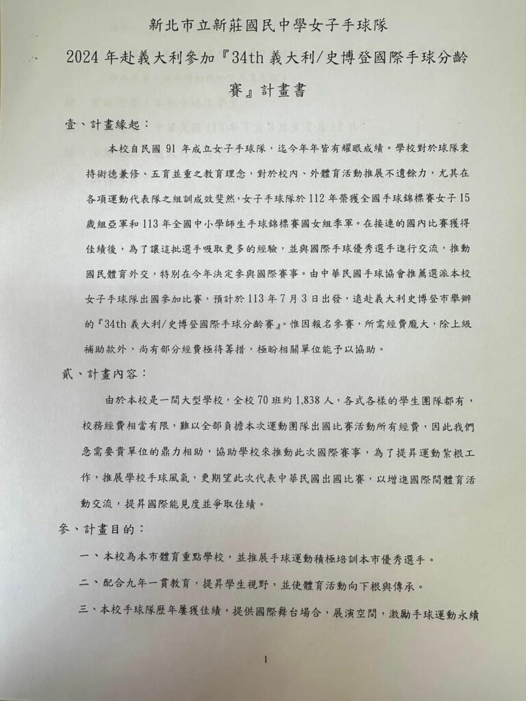 若您願意協助新莊國中女子手球隊,請聯繫潘教練,電話:0935306307,或直接致電新莊國中。讓我們共同為這支代表國家榮譽的女子手球隊加油!