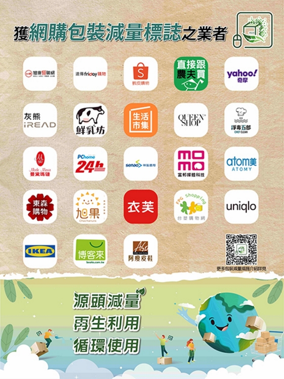 獲網購包裝減量標誌之業者（圖：環境部循環署）