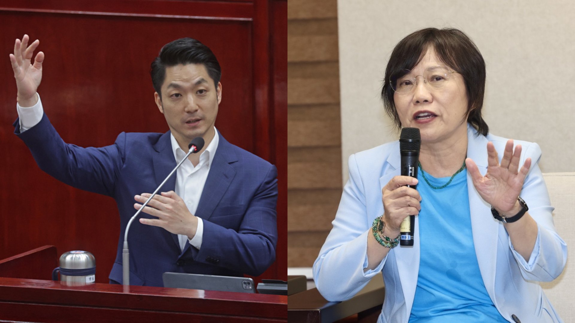 傳出台北市長蔣萬安(左)對新任北市警察局長人選不滿,內政部長劉世芳(右 )表示,溝通就是就是彼此互相尊重,不是百分之百大家都會滿意。中央社