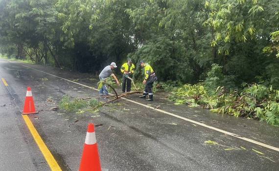 朴子警豪大雨中排除路障 展現人民保姆良好形象