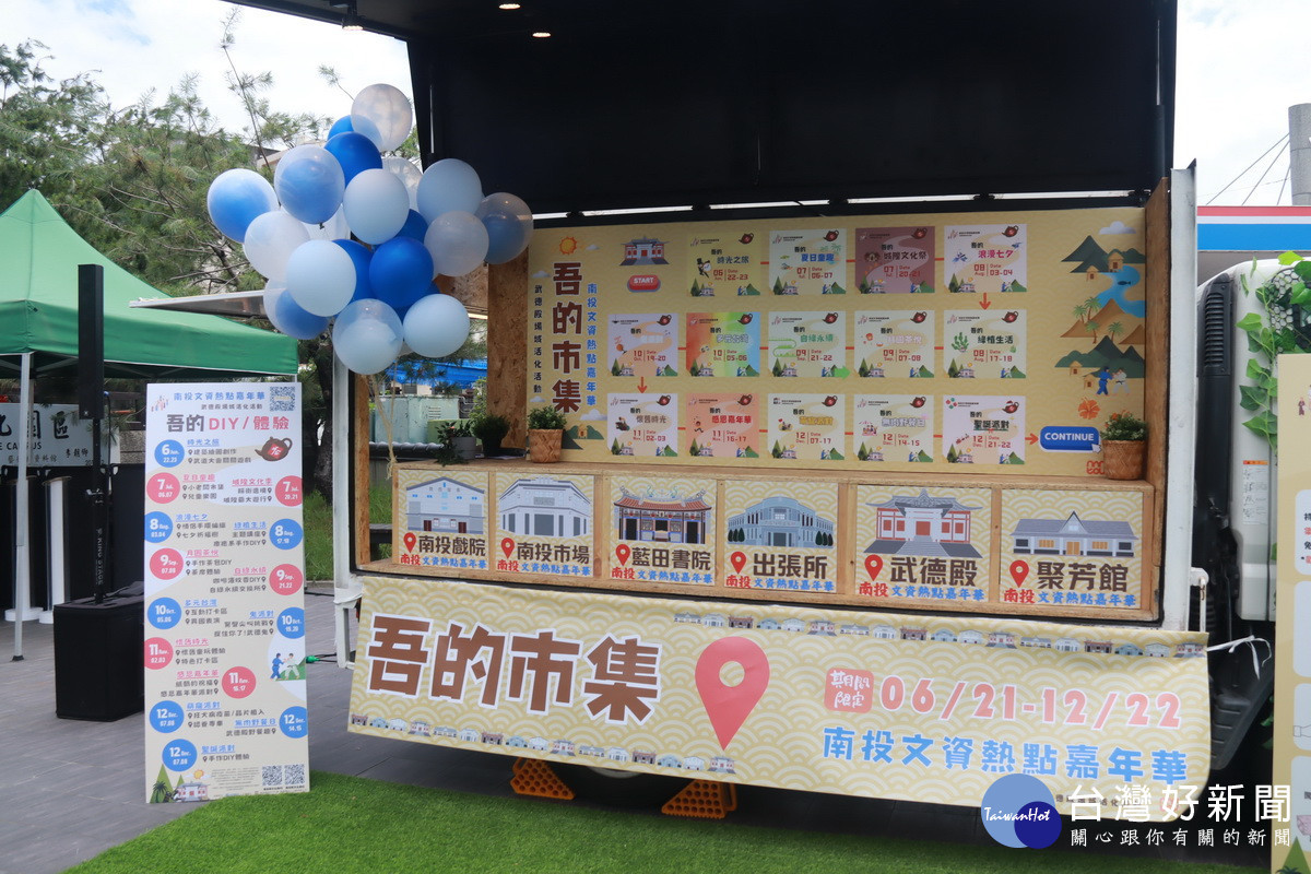 宣導南投假日市集可逛街各據點。(記者扶小萍攝)