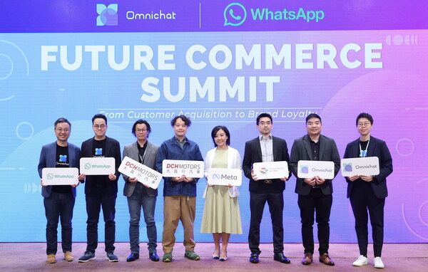 (左起)Omnichat客户成功區域總裁 Avery Tang;Omnichat營運總監Pak Hui;大昌行汽車資訊科技主管 YP Chiu;大昌行汽車市場推廣主管 Geoffrey Ng;Meta 商務訊息合作夥伴經理 Layla Xu;維特健靈集團前資訊科技總監 Terrence Siu;Omnichat 創辦人兼行政總裁 Alan Chan;Omnichat大中華區銷售高級副總裁 Amy Tsui主持活動的開幕儀式。 (左起)Omnichat客户成功區域總裁 Avery Tang;Omnichat營運總監Pak Hui;大昌行汽車資訊科技主管 YP Chiu;大昌行汽車市場推廣主管 Geoffrey Ng;Meta 商務訊息合作夥伴經理 Layla Xu;維特健靈集團前資訊科技總監 Terrence Siu;Omnichat 創辦人兼行政總裁 Alan Chan;Omnichat大中華區銷售高級副總裁 Amy Tsui主持活動的開幕儀式。