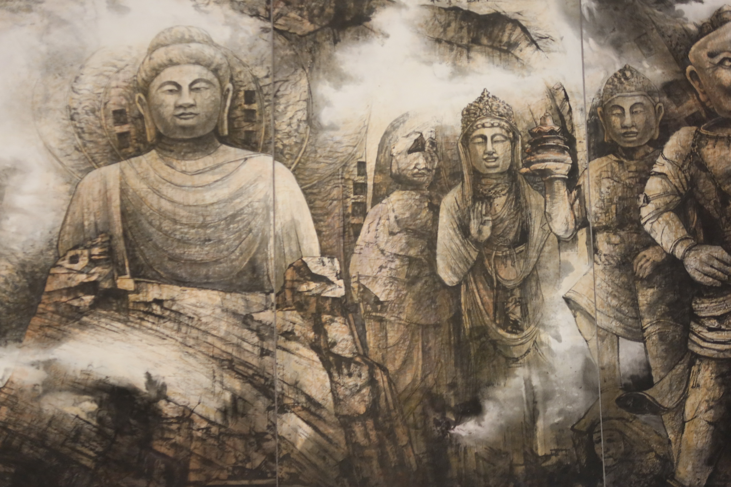 ▲彰化藝術館舉辦現代國畫創作展暨台法交流展集合台灣水墨畫界菁英，更有5位法國諾曼第區盧昂印象派發源地畫家的水墨作品一起參展。（記者張溎壕攝）