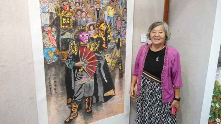 ▲現代國畫畫派2024現代國畫創作展暨台法交流展參展藝術家。（記者林明佑攝）
