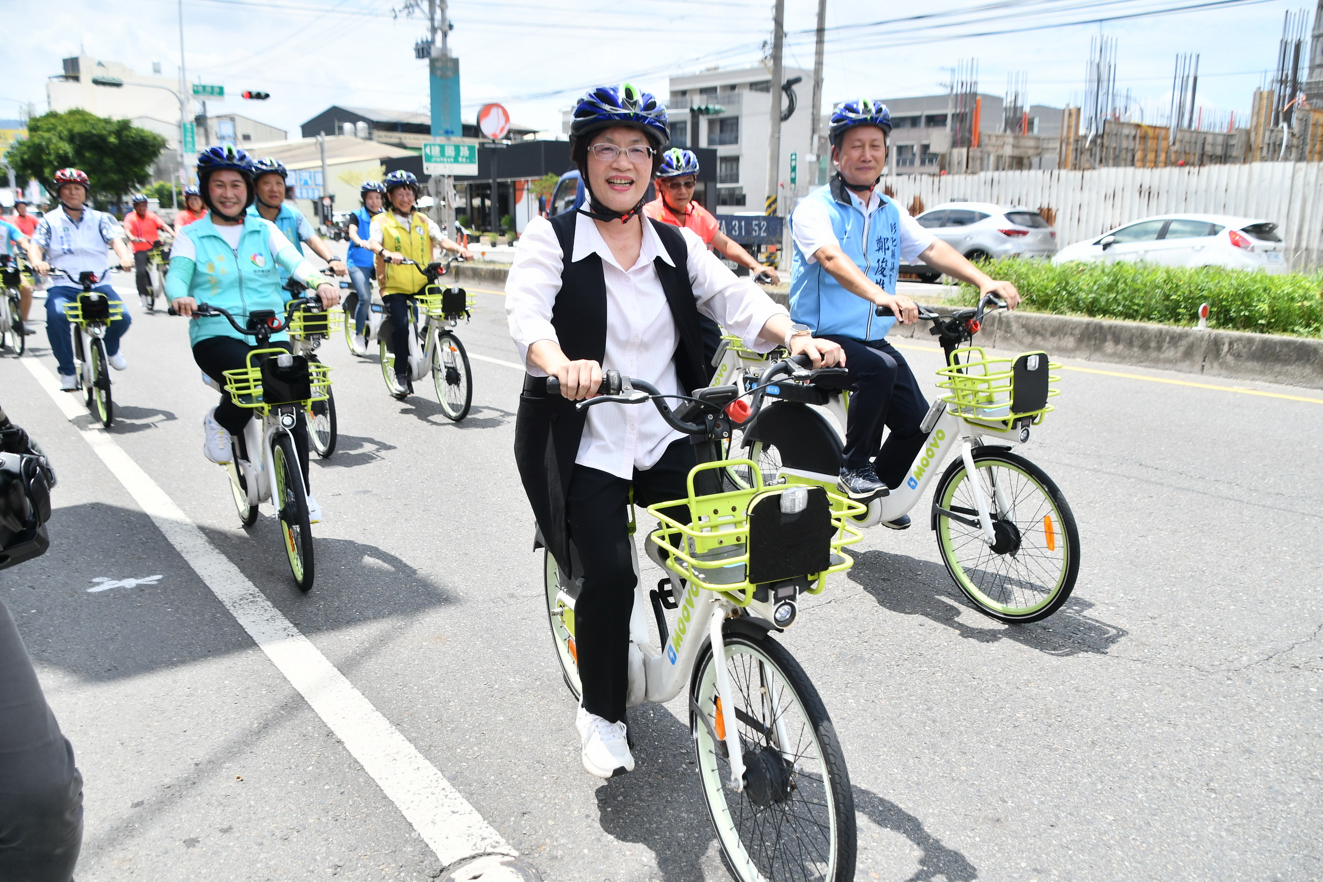 ▲彰化縣公共自行車MOOVO租賃服務拓展到第6個鄉鎮田中鎮,並新設8個站點,投入150輛車,今舉行啟用典禮。(記者張溎壕攝)