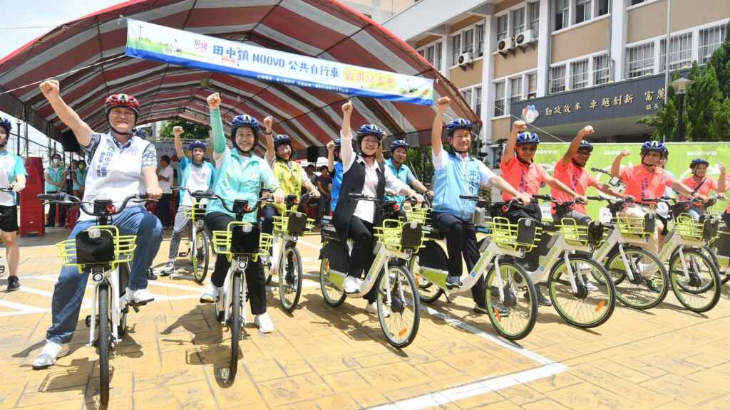 ▲彰化田中鎮正式啟用MOOVO公共自行車,112年運量成長17%破百萬人次。(記者林明佑翻攝)