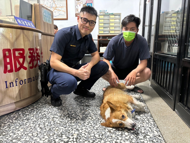 柯基跳上陌生人機車 熱心騎士載往警所求助