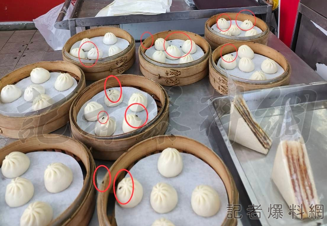 ▲小籠包上出現多隻蒼蠅。(圖/民眾提供)