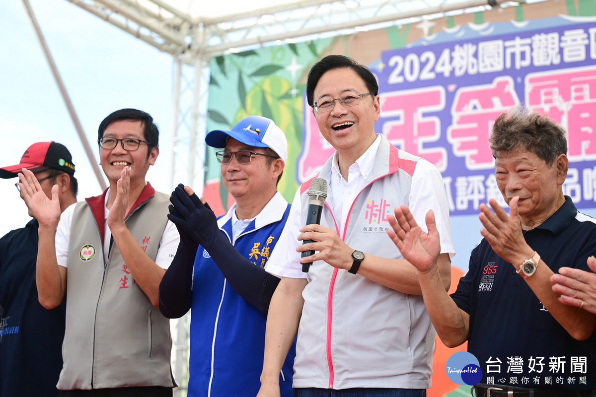 桃園市長張善政於113年「桃園市西瓜評鑑暨品嚐促銷活動與觀音區超級大南瓜頒獎典禮」致詞。<br /><br />