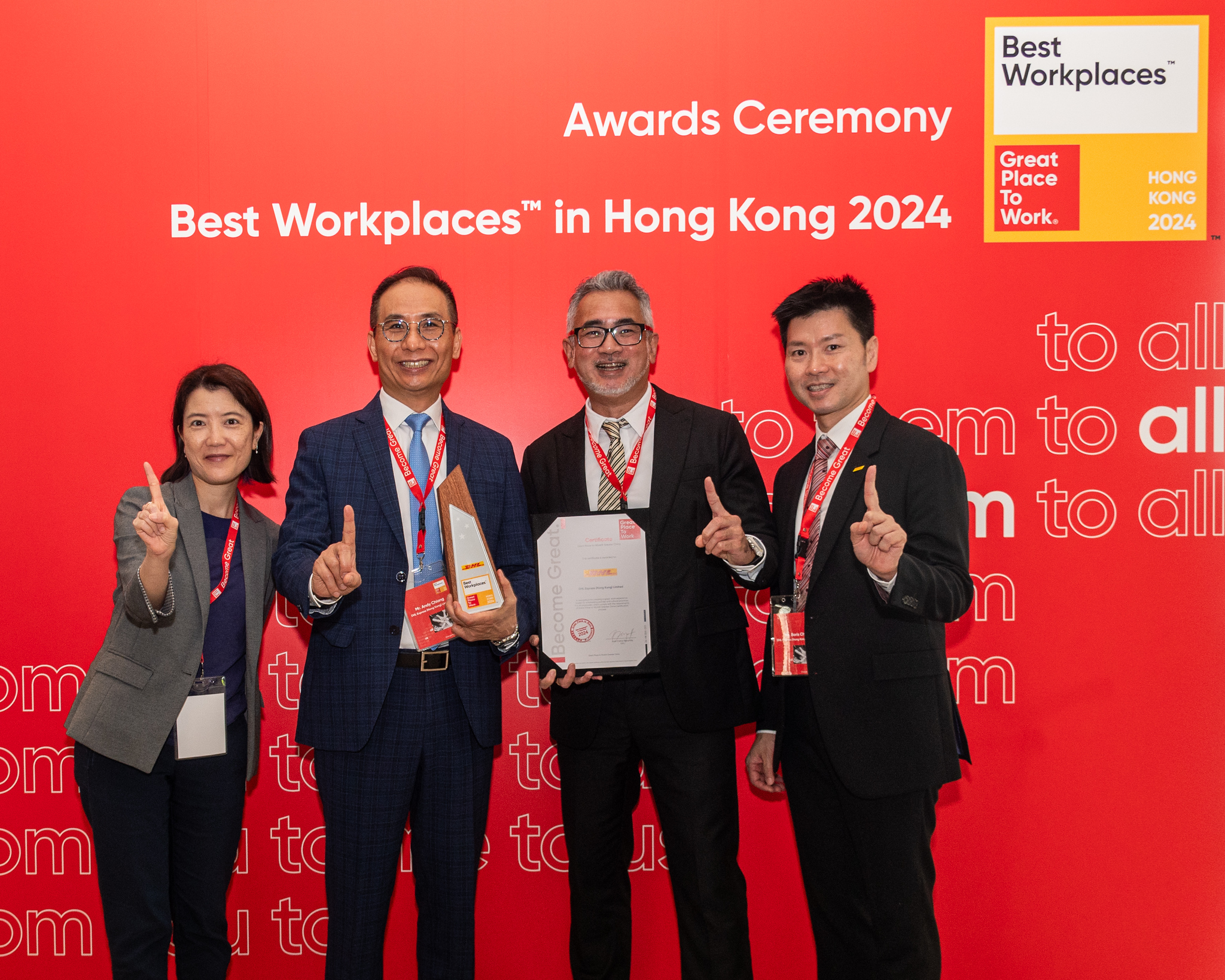 DHL Express榮登2024年香港最佳職場榜單首位