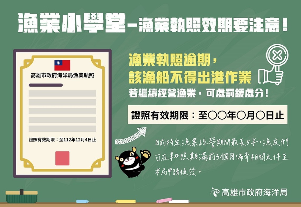 漁業執照效期要注意  財產安全有保障!