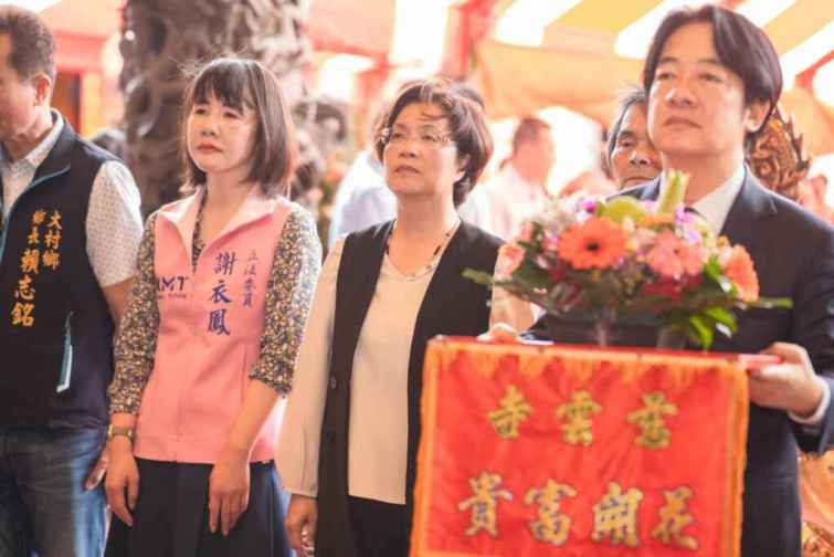 ▲賴清德總統到大庄慈雲寺參香祈福。（彰化縣政府提供）