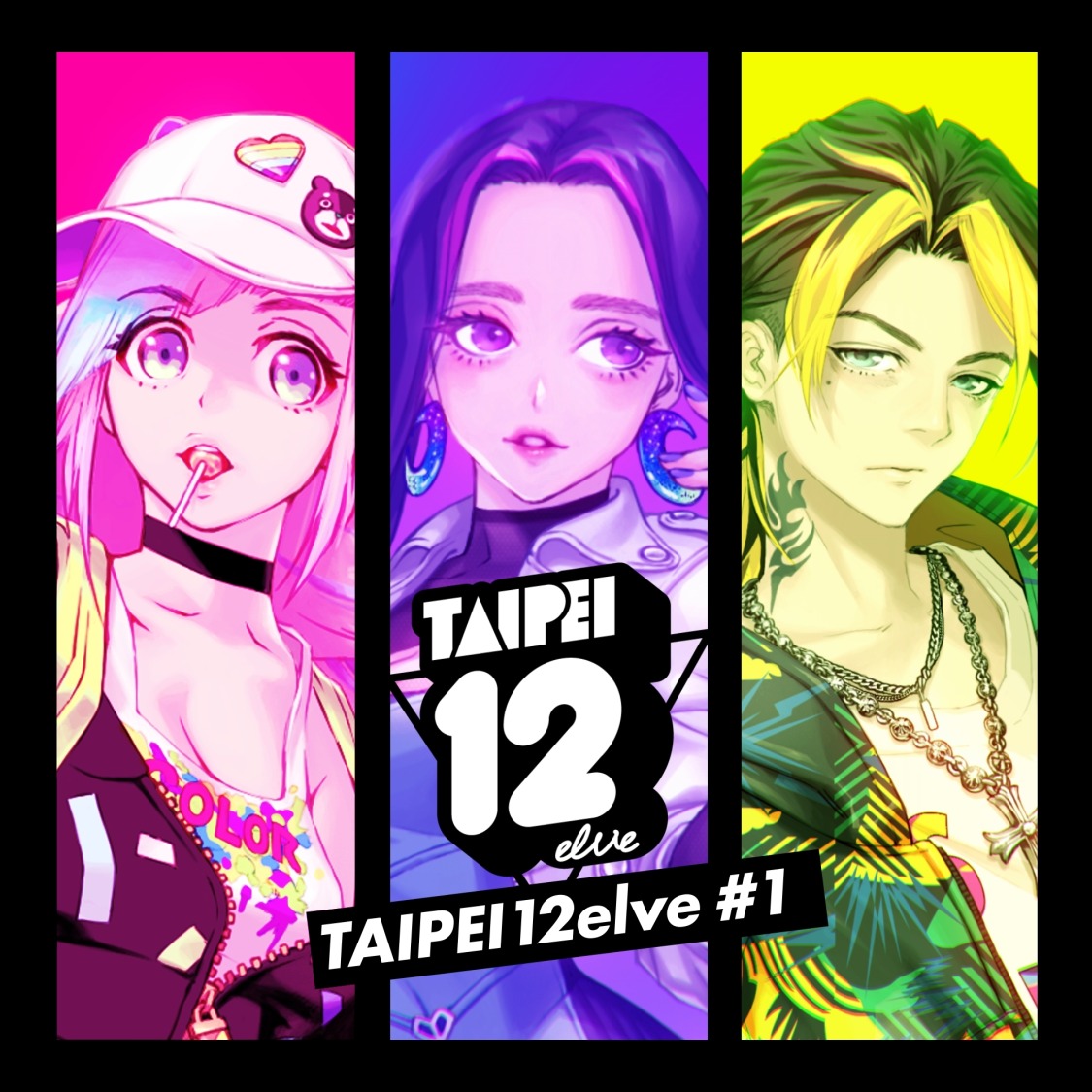 虛擬偶像團體《TAIPEI12elve》首發團員萬華區西門的「希夢 XI MEN」、大安區的「安達 DA AN」,信義區的「芯儀 XIN YI」。(圖/So-net提供)