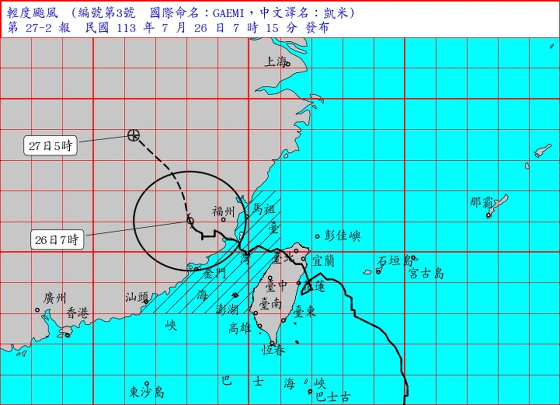 輕颱凱米持續減弱暴風圈縮小 金馬應嚴加戒備