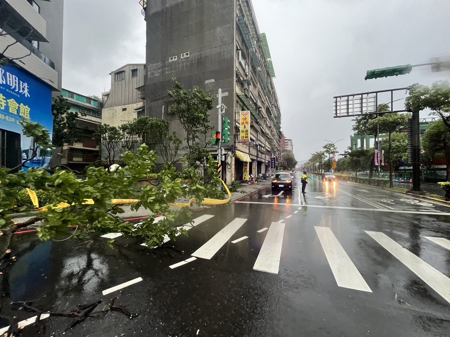 警方清除路樹。（記者薛秀蓮翻攝)
