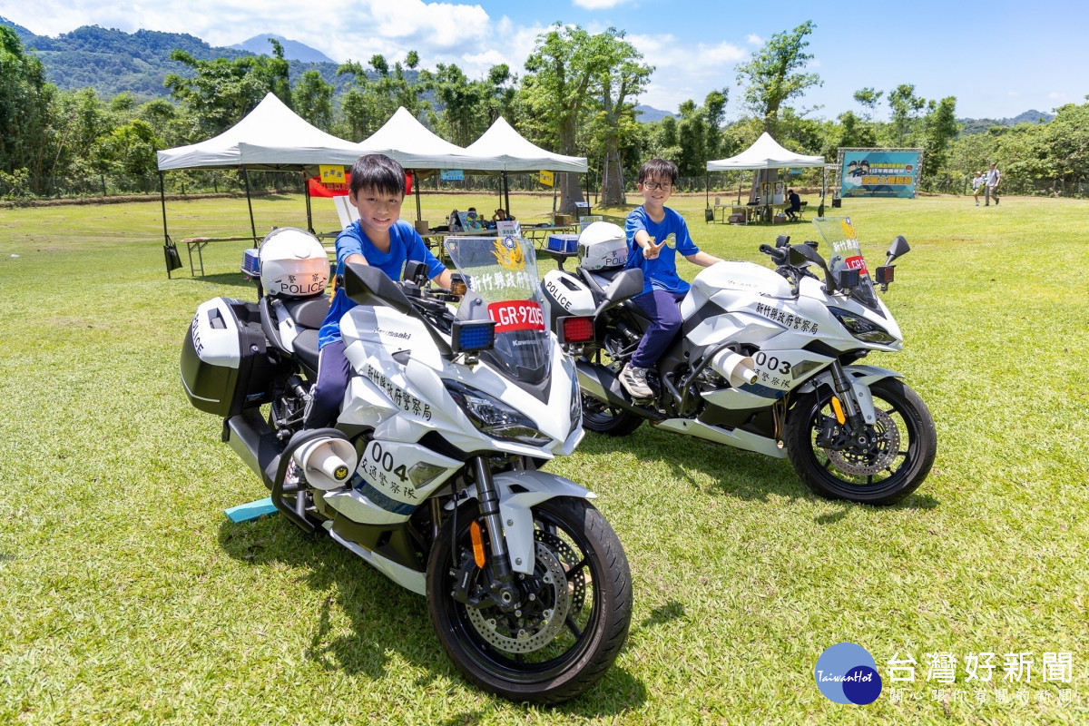 竹縣警局在北埔鄉綠世界生態農場舉辦「波麗士體驗營」