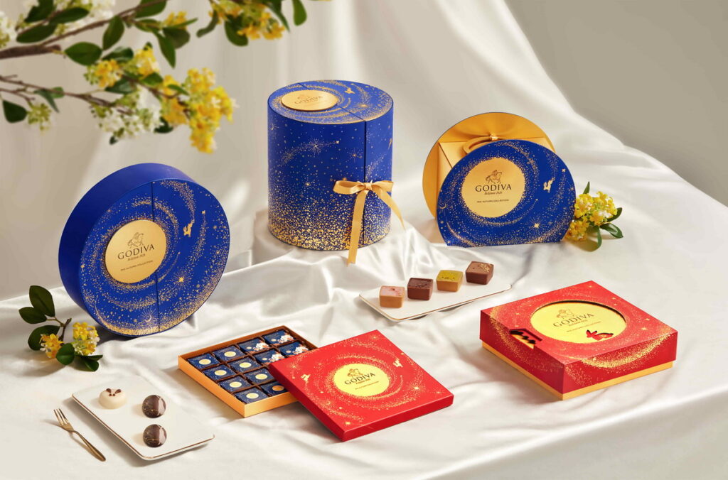 GODIVA 2024中秋限定禮盒,汲取中式玉兔典故結合西式甜點藝術,打造五款精奢禮盒。