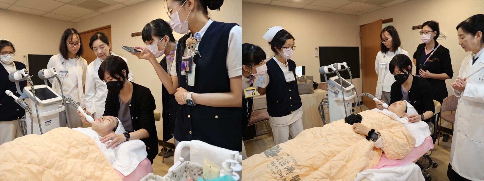 為提升預防醫學中心護理團隊服務品質,6日下午也邀請香港商科醫人臨床專家Anita Lee介紹傳奇電波暨設備實際操作。