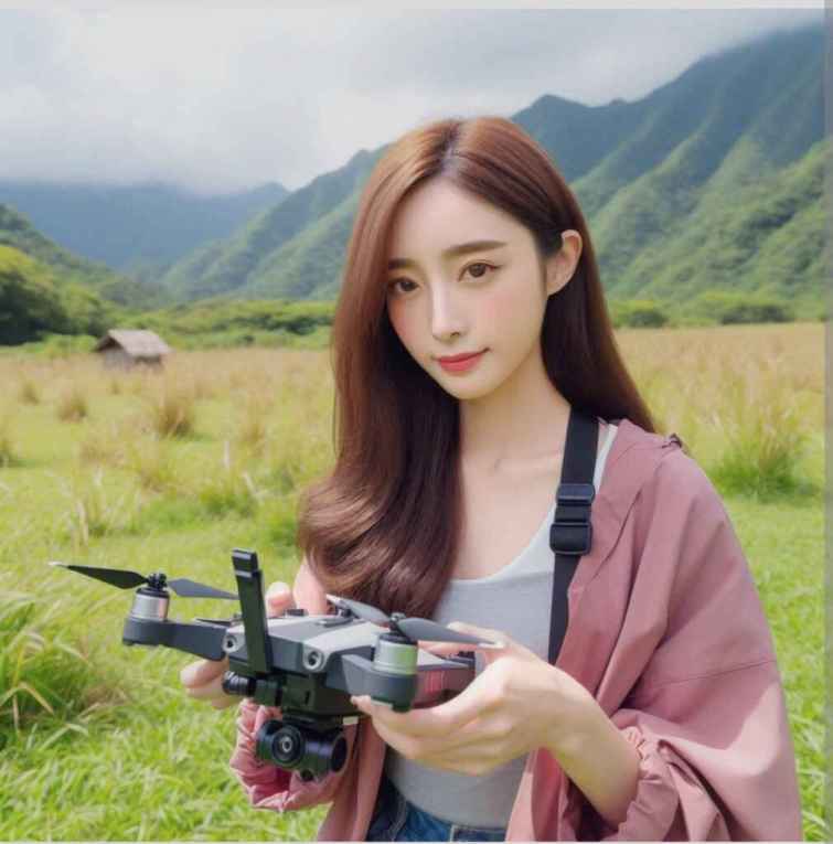 ▲小唐在家鄉寬闊的鄉間測試無人機。（中彰投分署提供）