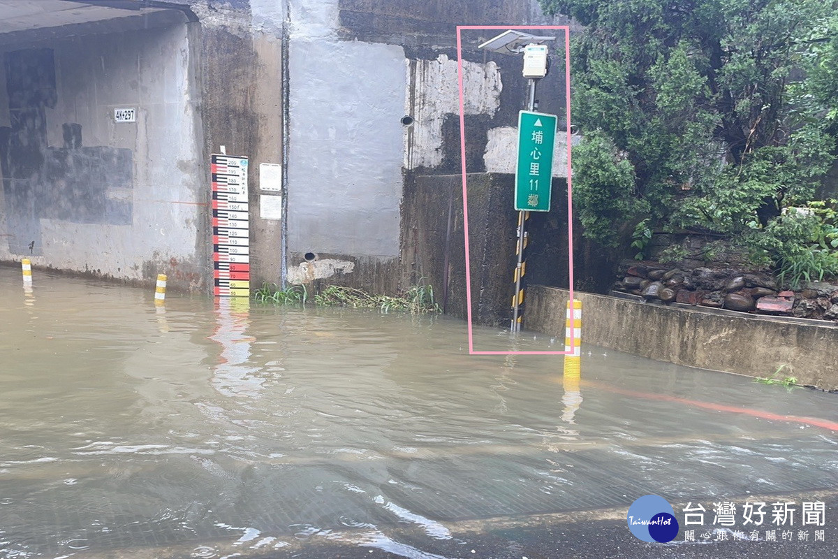 大園區中正東路1段840巷路面淹水監測站實際偵測淹水情形。<br /><br /> 