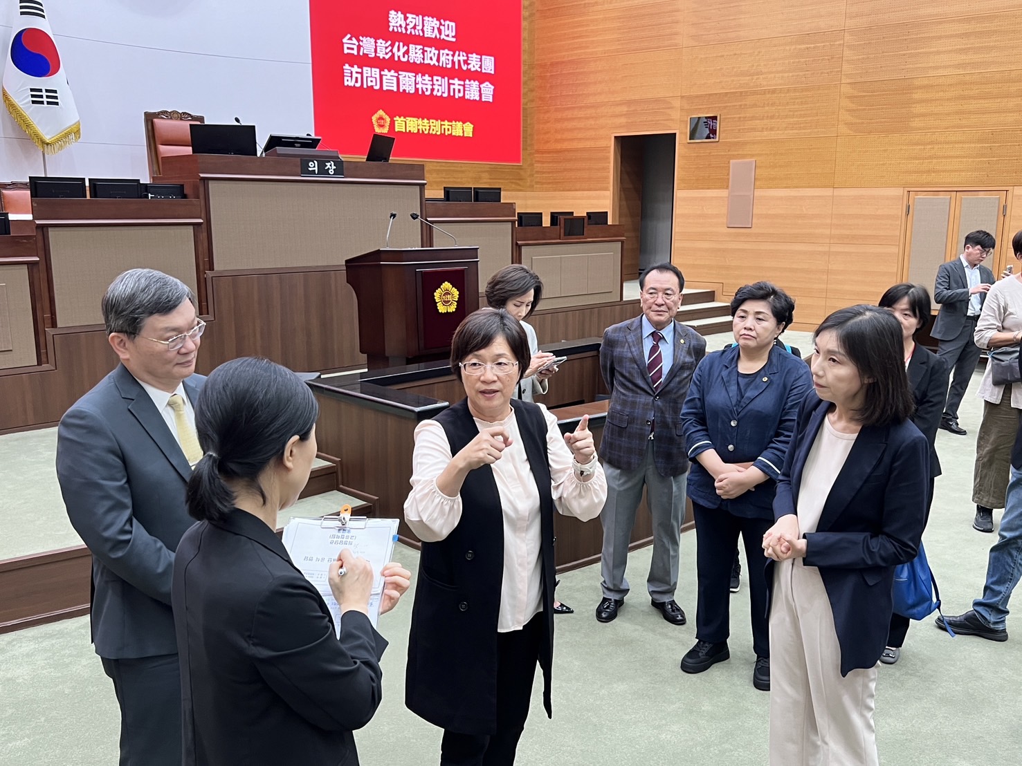 ▲彰化縣長王惠美率團前往韓國首爾，進行文化交流與學習之旅，拜會了首爾市議會，與議長崔好廷進行了一場深入且富有建設性的會談。（彰化縣政府提供）