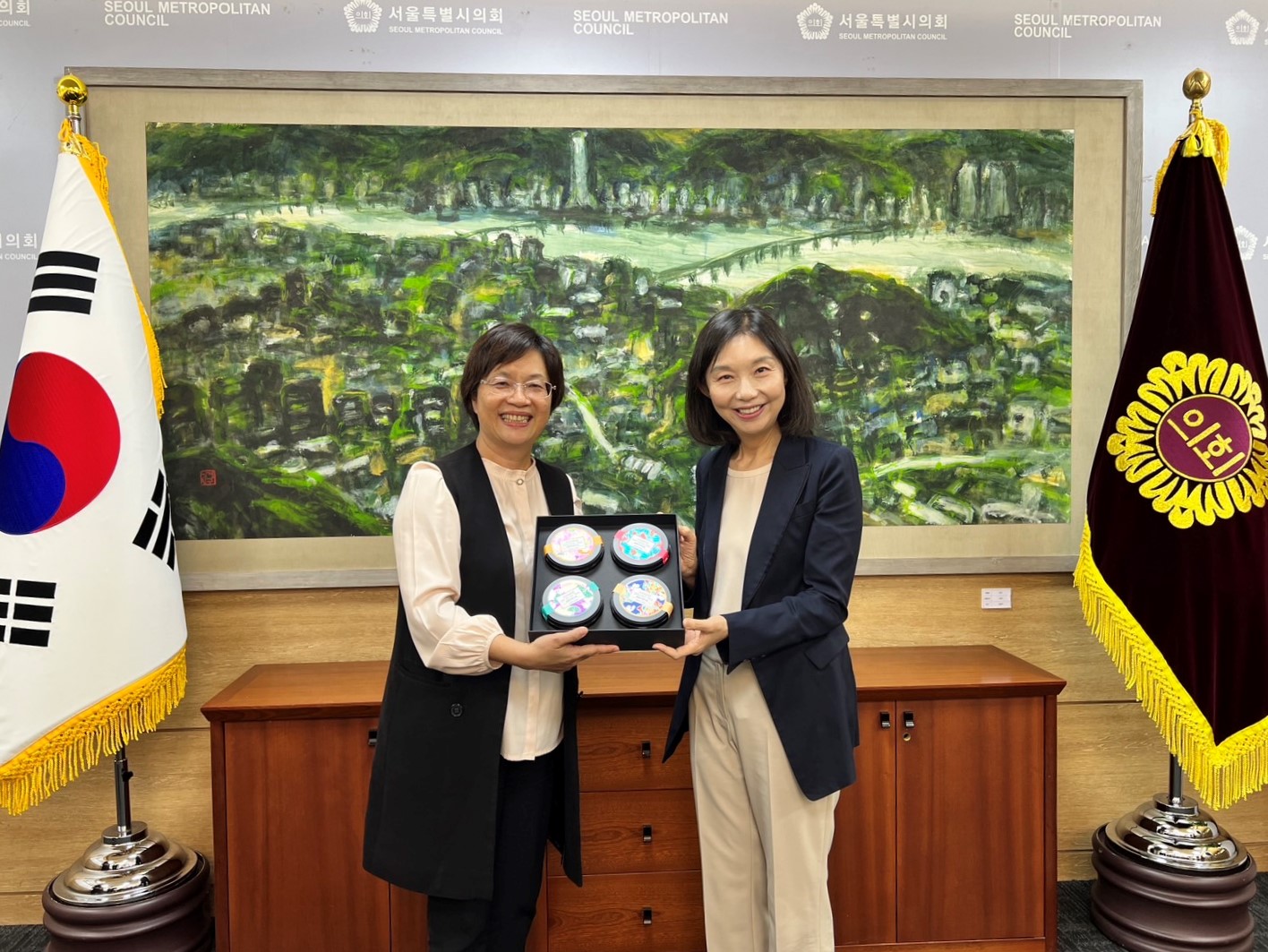 ▲彰化縣長王惠美率團前往韓國首爾，進行文化交流與學習之旅，拜會了首爾市議會，與議長崔好廷進行了一場深入且富有建設性的會談。（彰化縣政府提供）