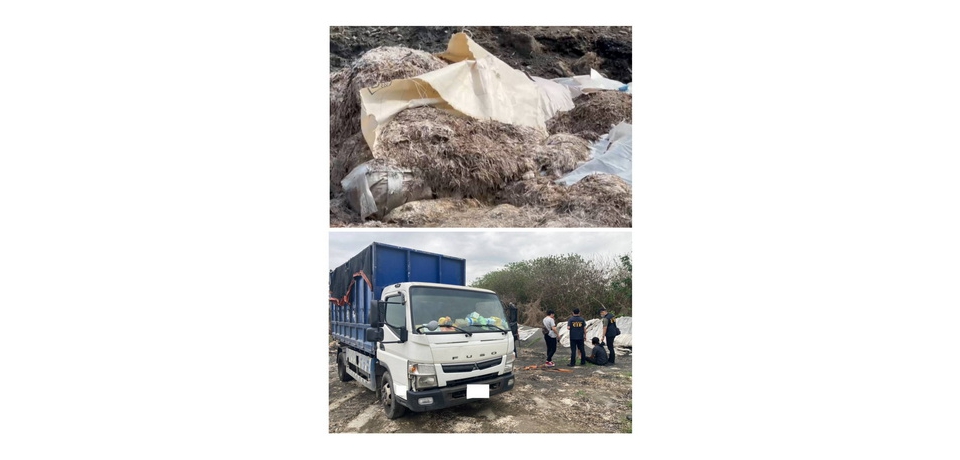 雲林檢警守護濁水溪河川地 查獲不法業者傾倒400噸家禽廢渣
