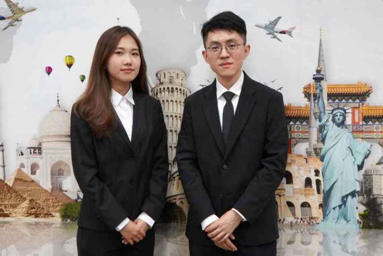 ▲大葉大學戴伊岑(左)、黃楷鈞(右)入選南加州台灣旅館業同業公會暑期實習生計畫。（大葉大學提供）