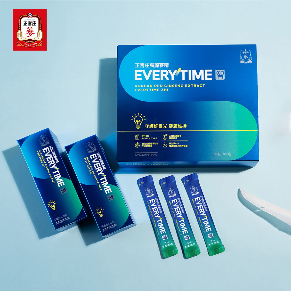正官庄「高麗蔘精EVERYTIME智」以專利機能性原料「管花肉蓯蓉(沙漠人蔘)」及「磷脂醯絲胺酸」提升反應靈敏度、維生素B12增進神經系統的健康,複方打造從容激智的人生!