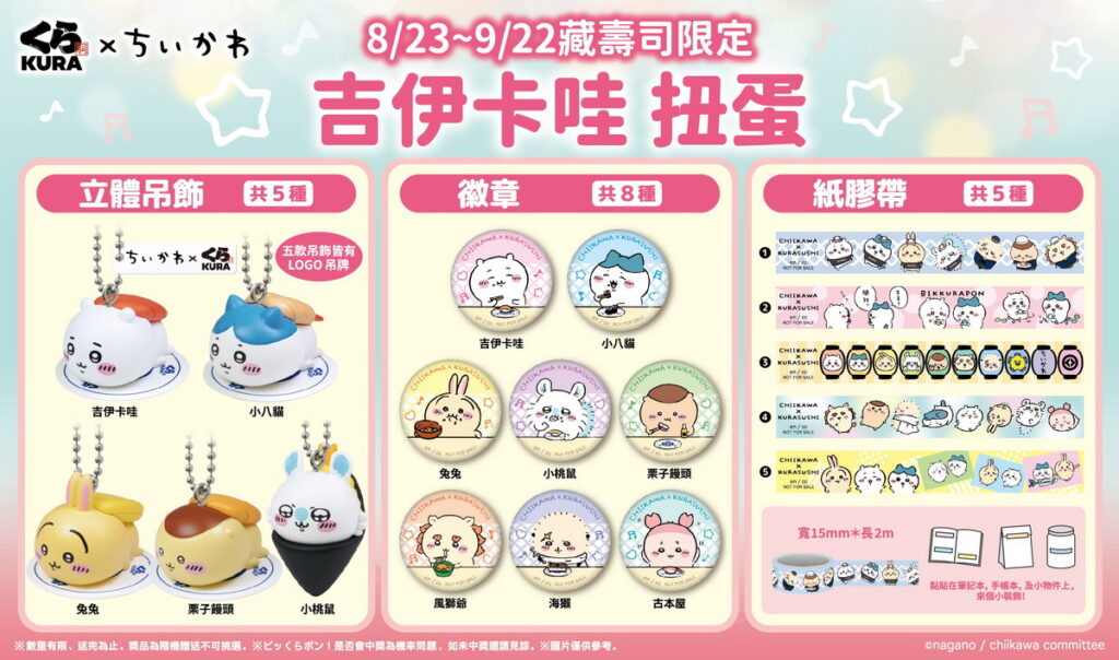 可愛風暴來襲！藏壽司 x 吉伊卡哇強強聯手，限定扭蛋 8 月 23 日療癒上市！