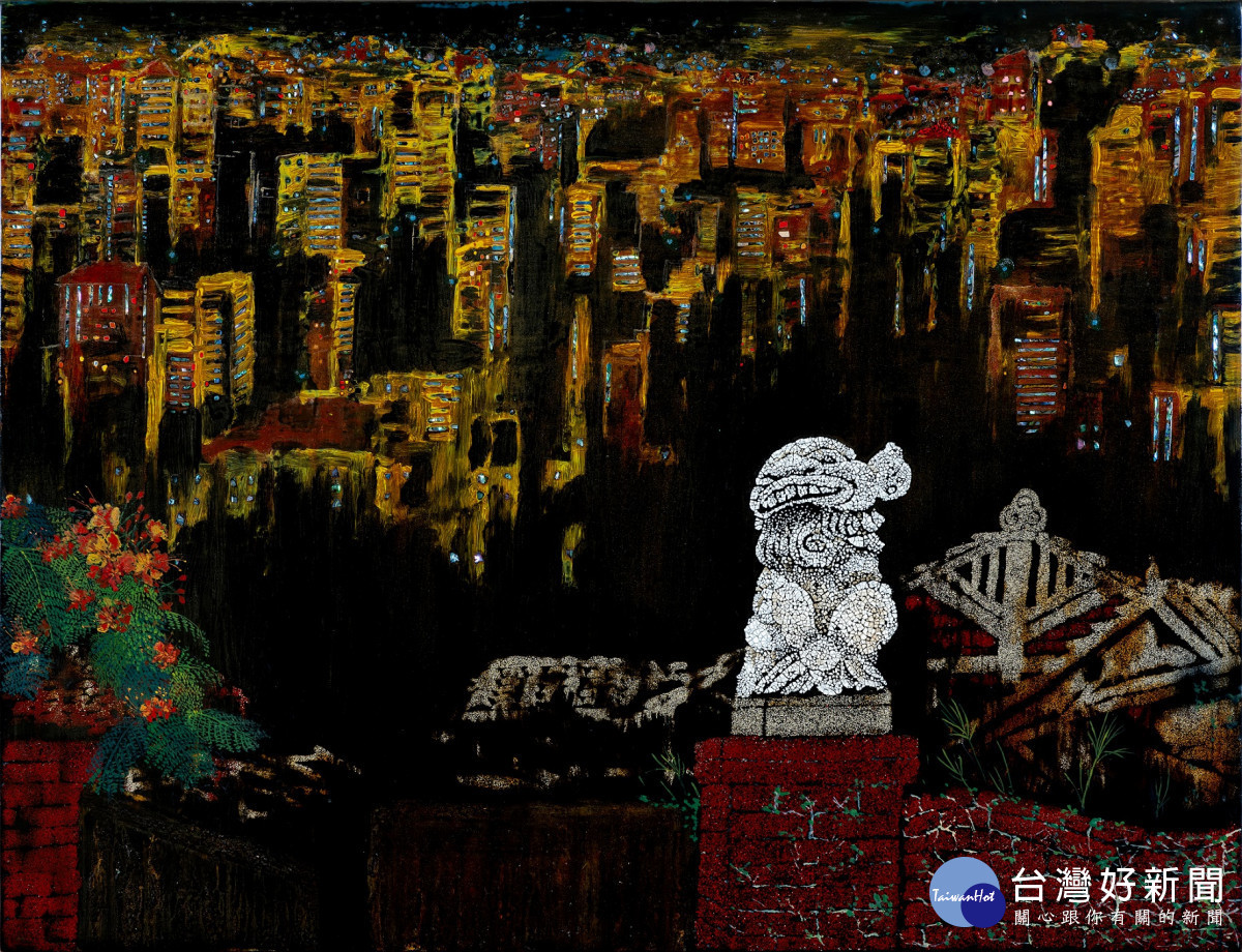 崔克英作品《時空》描繪頂著風霜雨露,戍守家園的風獅爺。