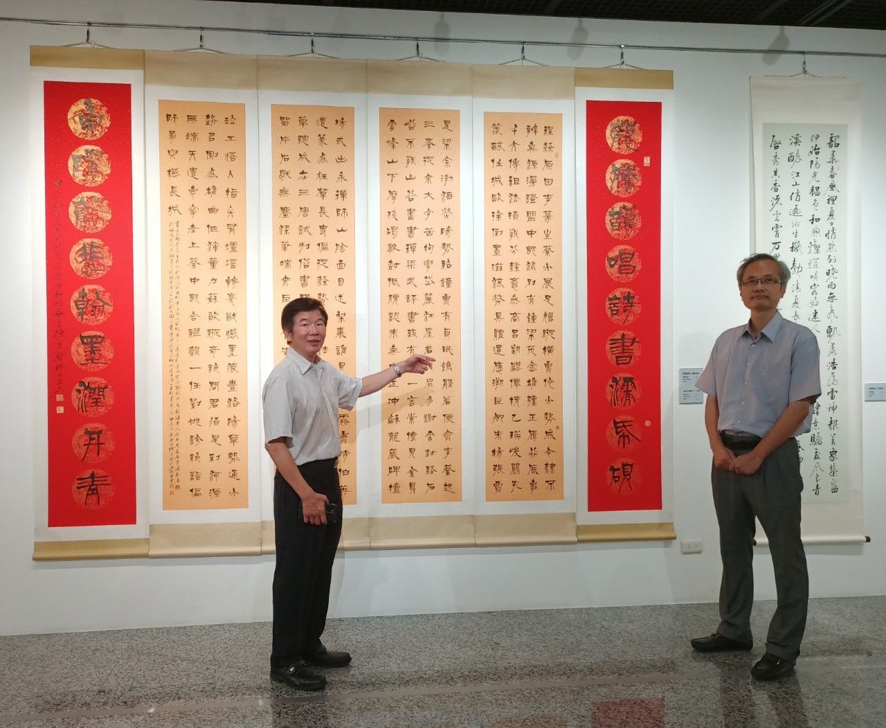 ▲國立彰化生活美學舉辦「春華秋實-陳志聲詩詞書法展」，展出書法家陳志聲的78件作品，難得的文化饗宴，歡迎各界踴躍參觀。（記者張溎壕攝）