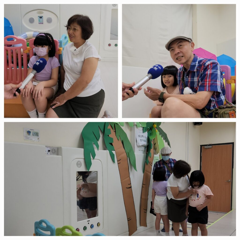 莊先生帶著孫女和妻子參加北區親子館聽故事學客語活動。(圖/陳惠玲攝影)