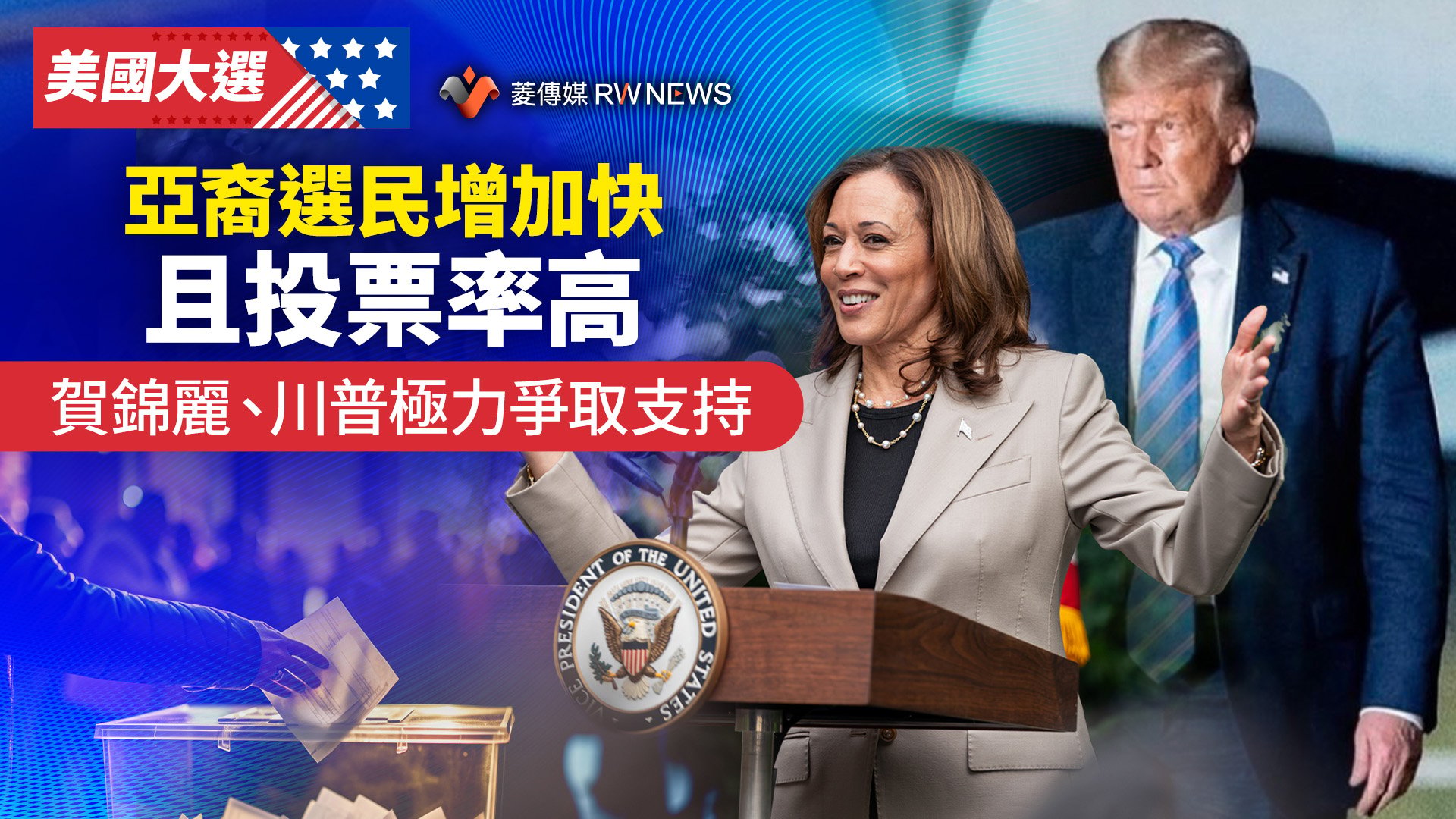 美國大選／亞裔選民增加快且投票率高　賀錦麗、川普極力爭取支持