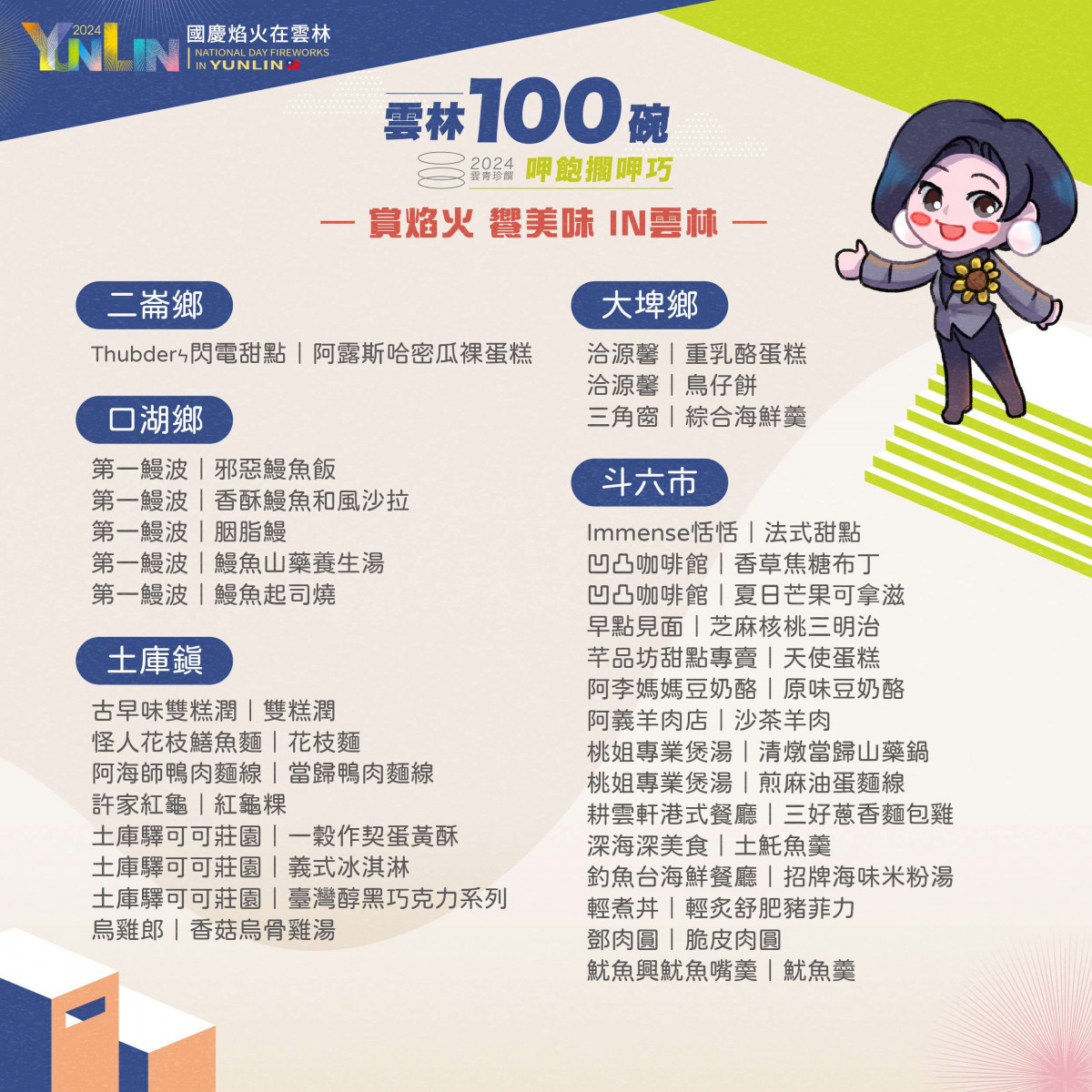 2024國慶焰火在雲林,雲林縣政府精選100道特色美食,迎接全台各地遊客/翻攝照片