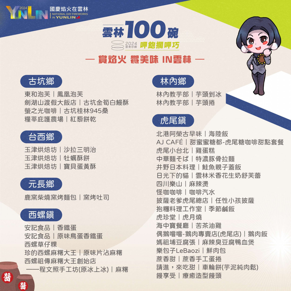 2024國慶焰火在雲林,雲林縣政府精選100道特色美食,迎接全台各地遊客/翻攝照片