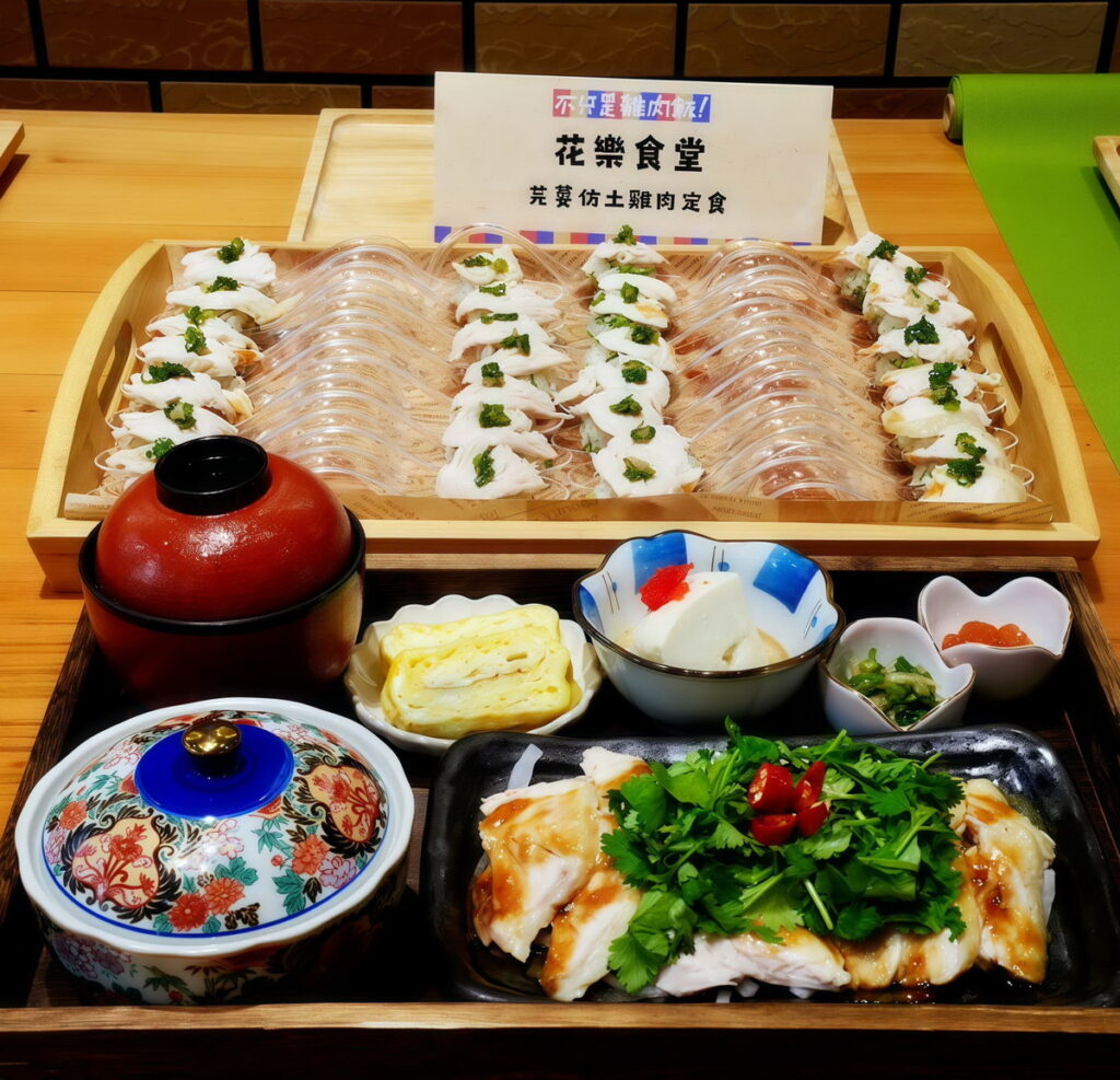 品牌:花樂食堂 創意新品:芫荽仿土雞肉定食