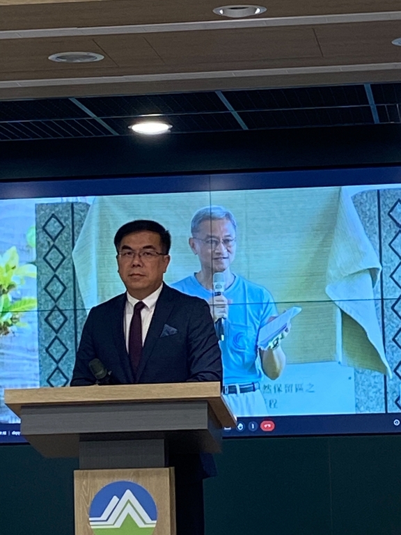 彭啓明部長在台北連線致詞（記者黃楸玲／攝影）
