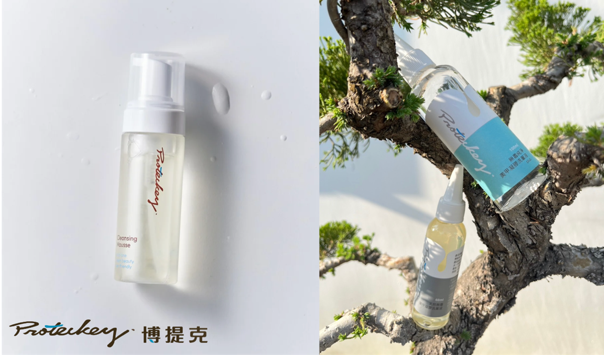 Proteckey 洗面慕斯(左)、無毒美甲洗筆液(右) 。(圖/業者提供)