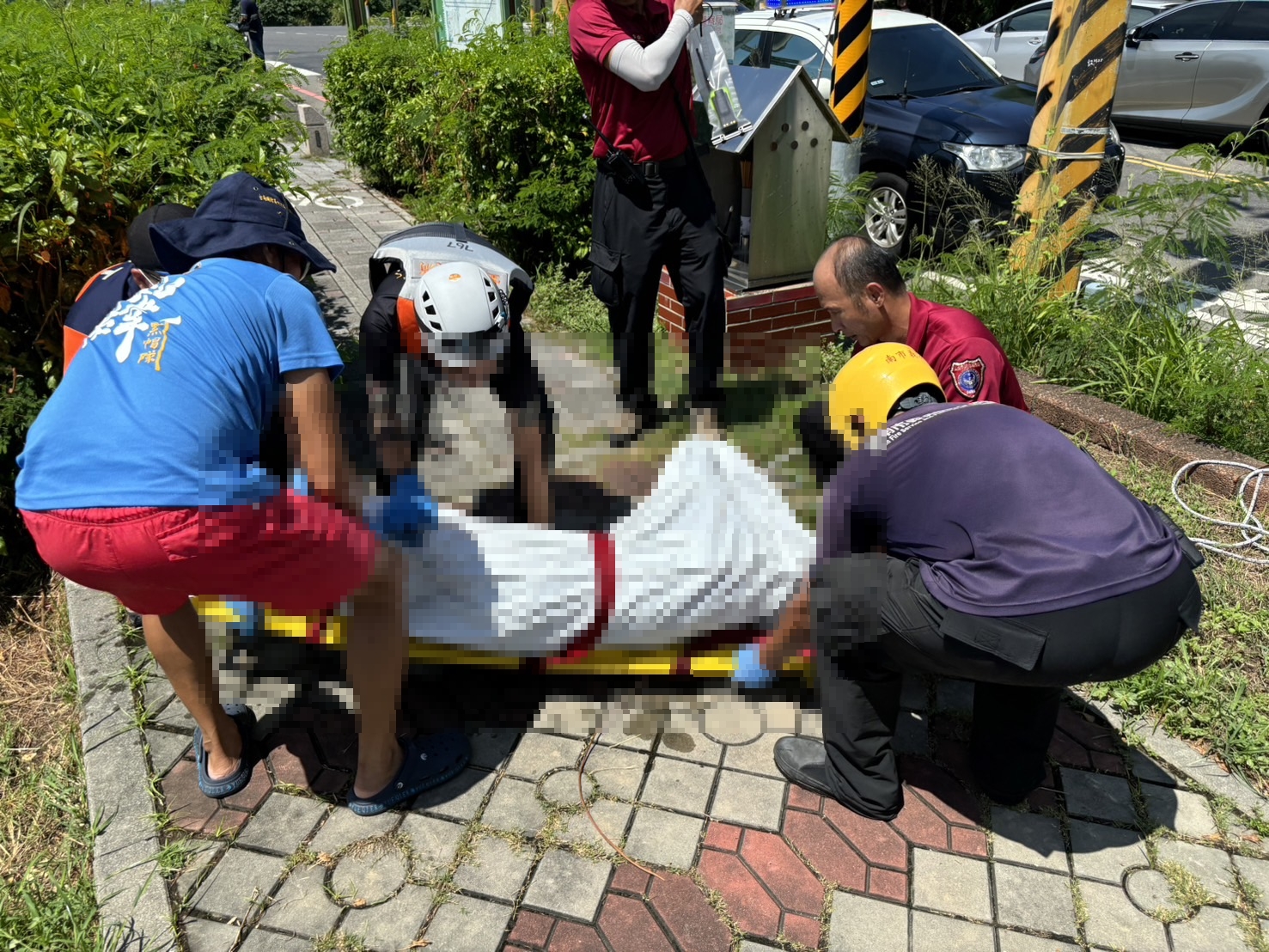 ▲女子落水後於下游3公里處發現，不過已明顯死亡（圖／記者王俊勝 翻攝）