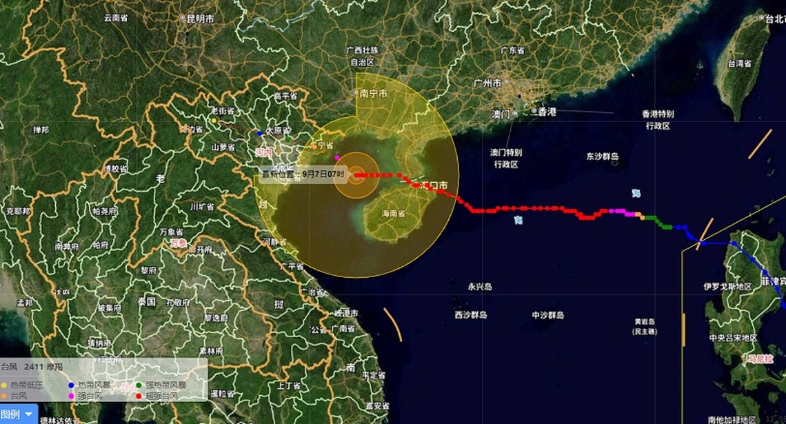 超強颱「摩羯」襲擊海南 狂風大作、暴雨如注