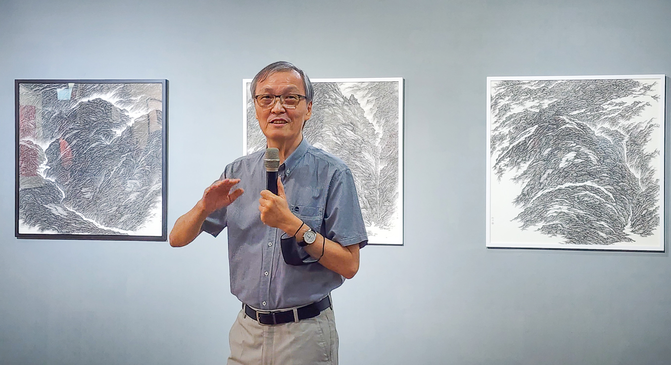 ▲藝術家劉雄俊的文人雅氣,濡染筆墨的韻致,見傳於畫境,使心聲心畫皆如詩。(圖/記者黃淑貞攝)