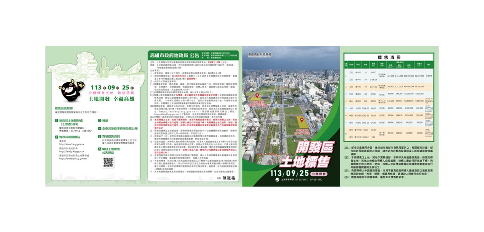 高雄市政府地政局第3季推出8標10筆優質建地標售  歡迎踴躍投標
