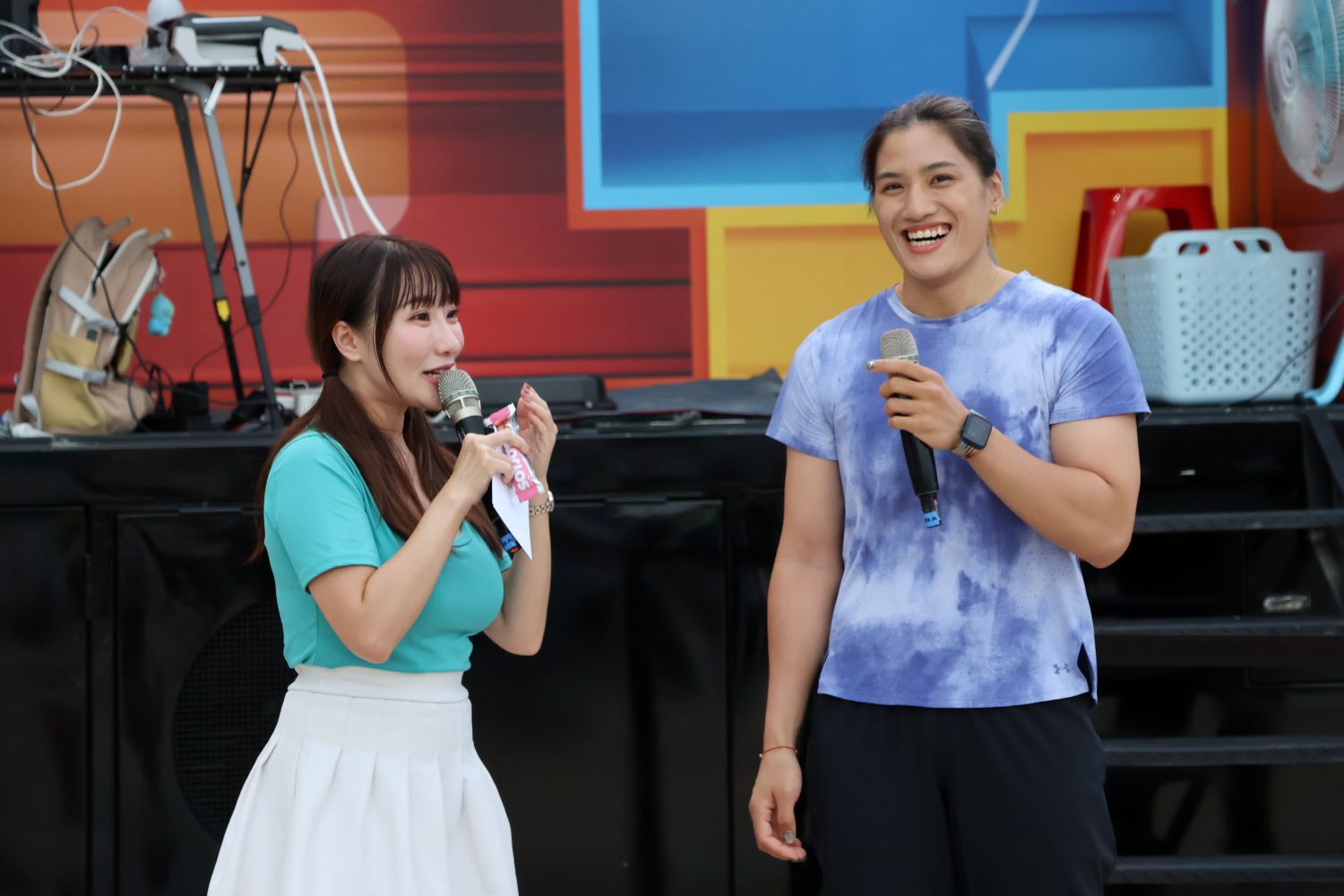 拳擊女王陳念琴親臨科技體適能檢測活動現場。(圖/教育部體育署提供)