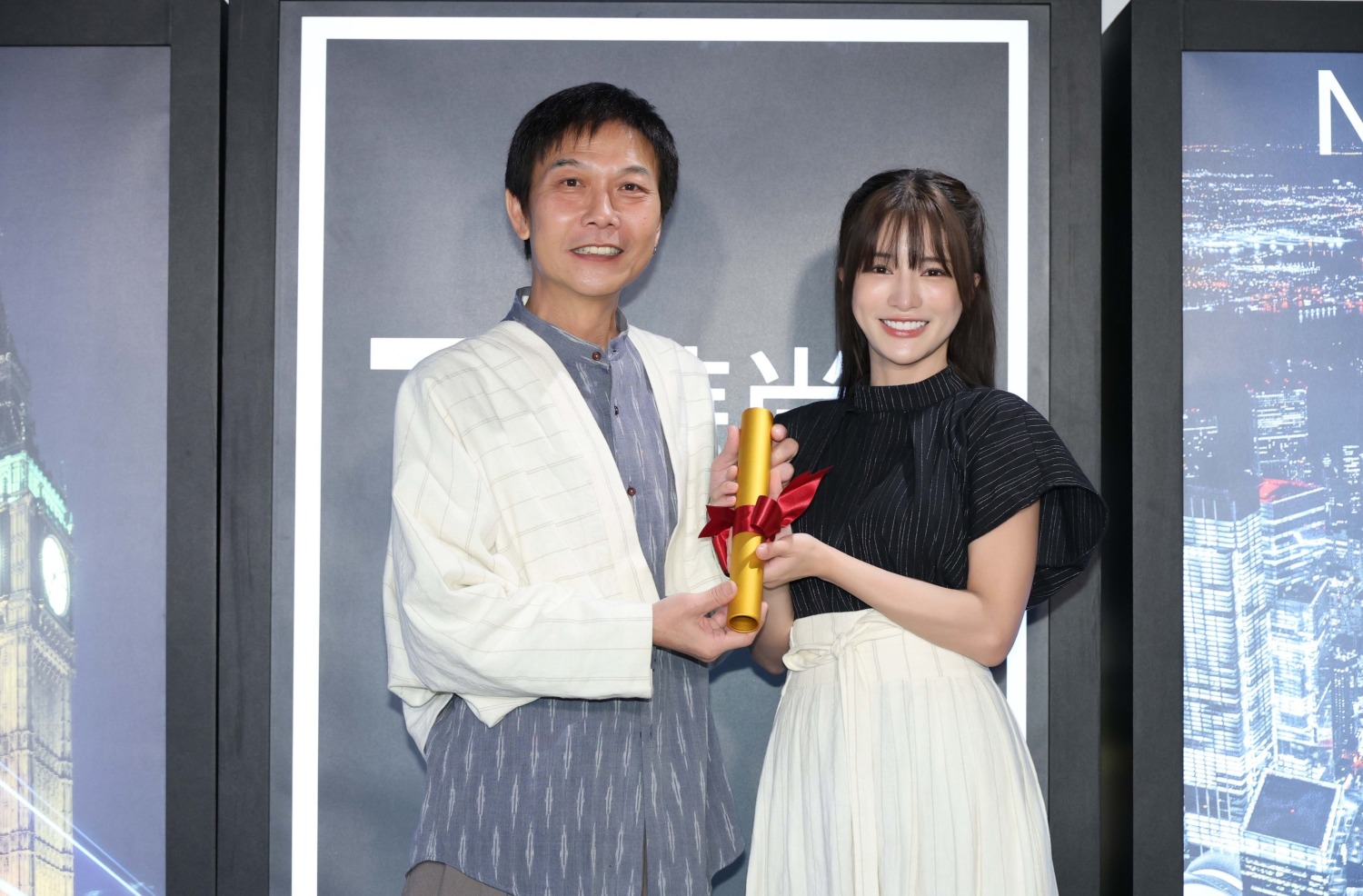 港星錢小豪來台,替林岱縈送上「愛心接力棒」。 (圖/紅心字會提供)