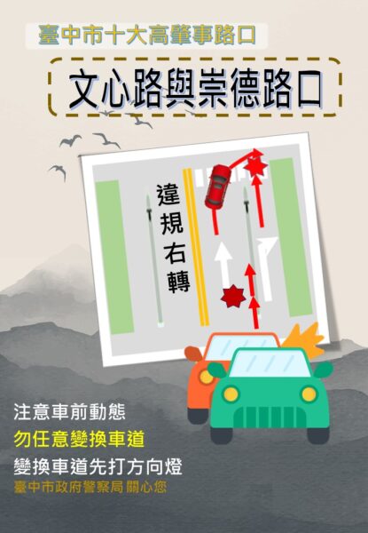 圖文:中市警交大:十大高肇事路口事故下降 防制成效卓著。