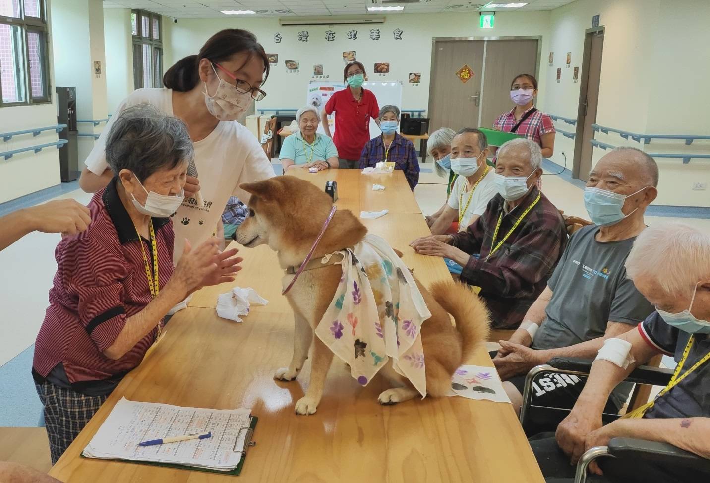 ▲彰化榮家與台灣動物輔助治療專業發展協會攜手合作,將動物輔助治療引入失智專區,提升失智長輩的生活品質。(記者張溎壕攝)