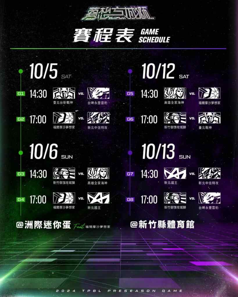 ▲《2024夢想方城獅Preseason Game》即將登場！TPBL首屆熱身賽將在台中洲際迷你蛋、新竹縣體育館兩地。（TPBL提供）