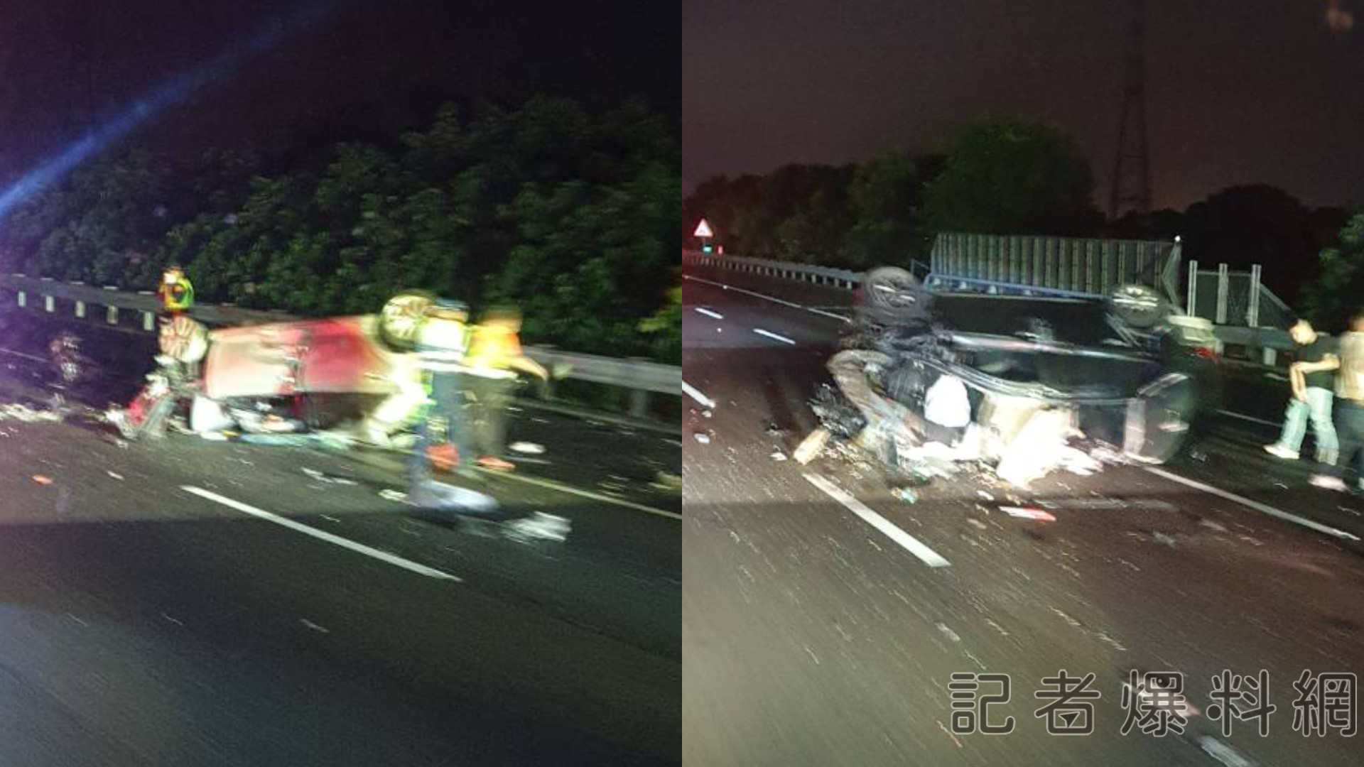 ▲國道1號南下237.6公里發生重大車禍,傳出3人無生命跡象。(圖/民眾提供)