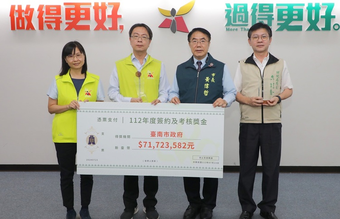 台南去年民間投資132億元獲財部促參獎勵金全國第一